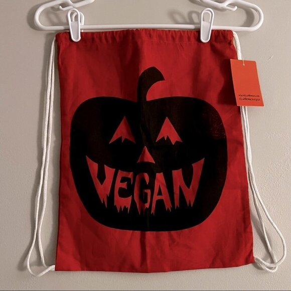 Halloween Pumpkin Vegan Drawstring Bag - Picture 1 of 2